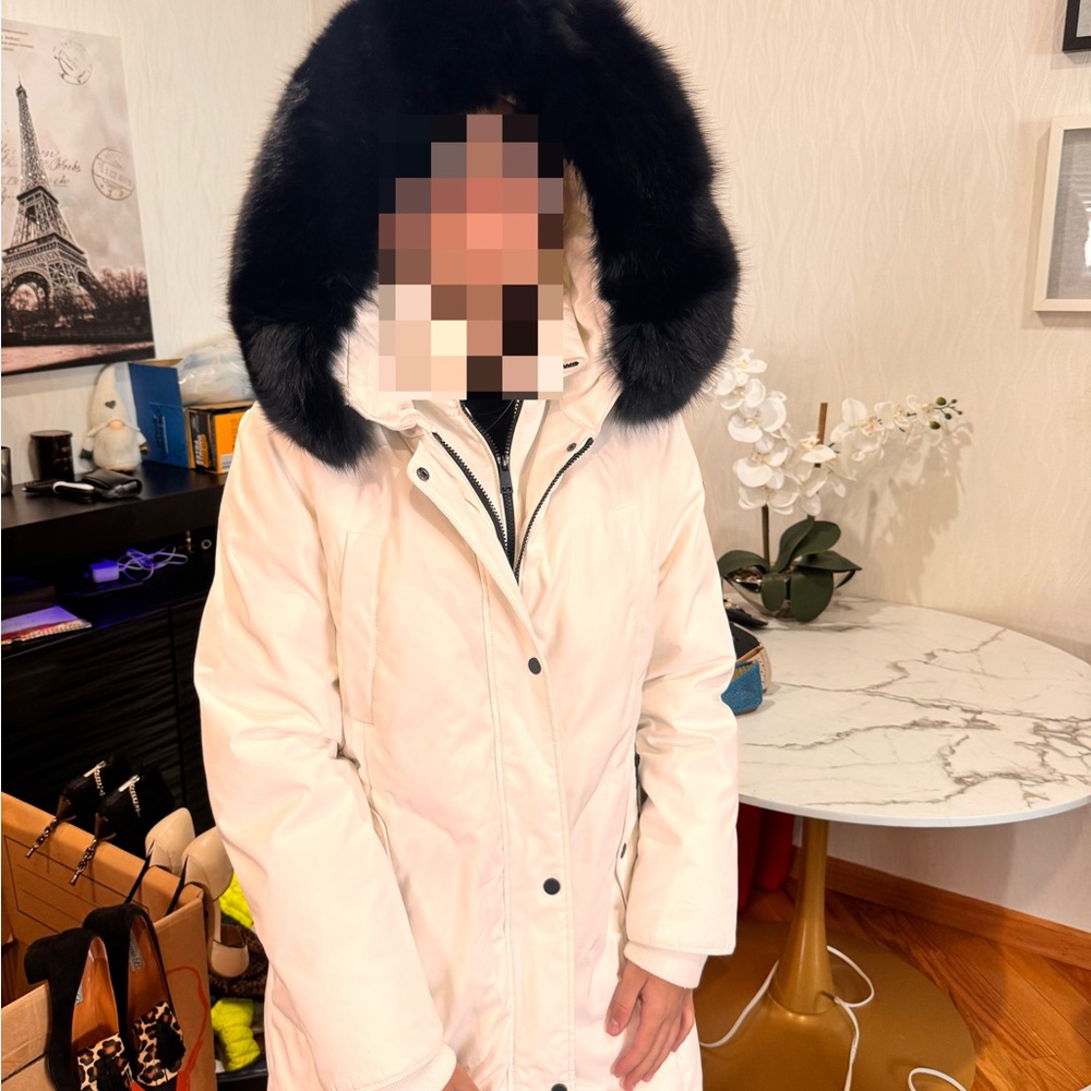 1 Madison Women's White Hooded Jacket